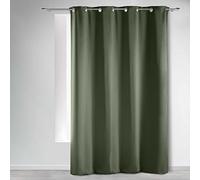 Douceur d'Intérieur, Rideau à Oeillets (135 x 240 cm) Occult Kaki, Occultant Uni