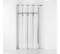 Douceur d'Intérieur Rideau à œillets Amaya Gris 140x240 cm Coton uni Top brodé