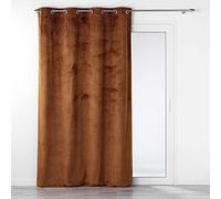 Douceur d'Intérieur, Rideau à Oeillets (140 x 240 cm) Analia Camel, Occultant Velours Relief