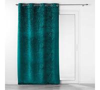 Douceur d'Intérieur, Rideau à Oeillets (140 x 240 cm) Analia Petrole, Occultant Velours Relief