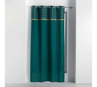 douceur d'intérieur, Rideau à Oeillets (140 X 240 Cm) Artchic Bleu, Coton Finition Top Imprimé Métallisé