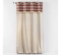 Douceur d'Intérieur, Rideau à Oeillets (140 x 240 cm) Atlas Terracotta, Coton Uni et Top Tissé et Franges