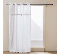 Douceur d'Intérieur, Rideau à Oeillets (140 x 240 cm) Duchesse Blanc, Coton & Polyester et Top Métallisé