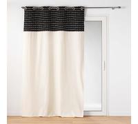 Douceur d'Intérieur, Rideau à Oeillets (140 x 240 cm) Linechic Noir, Coton Recyclé et Top Fil Coupé