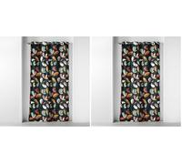 Douceur d'Intérieur, Rideau à Oeillets (140 x 240 cm) Panaflore Vert, Coton Imprimé (Lot de 2)