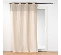 Douceur d'Intérieur, Rideau à Oeillets (140 x 240 cm) Tessa Beige, Polycoton et Top Bouclette Unie