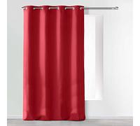 douceur d'intérieur, Rideau à Oeillets (140 x 260 cm) Absolu Rouge, Microfibre