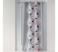 Douceur d'Intérieur, Rideau à Oeillets (140 x 260 cm) Eden Blush Gris, Polyester Imprimé