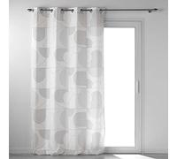 Douceur d'Intérieur, Rideau à Oeillets (140 x 260 cm) Esquisse Blanc, Polyester Imprimé