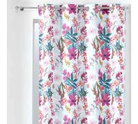 Douceur d'Intérieur, Rideau à Oeillets (140 x 260 cm) Exotic Paradise Blanc, Polyester Imprimé