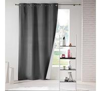 douceur d'intérieur, Rideau à Oeillets (140 x 260 cm) Icemount Anthracite, Polyester Thermique