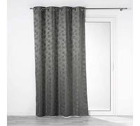 Douceur d'Intérieur, Rideau à Oeillets (140 x 260 cm) Lunella Anthracite, 100% Occultant Jacquard