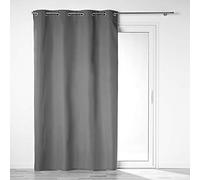Douceur d'Intérieur, Rideau à Oeillets (140 x 260 cm) Obscure Anthracite, 100% Occultant Uni en Microfibre