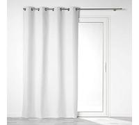 Douceur d'Intérieur, Rideau à Oeillets (140 x 260 cm) Obscure Blanc, 100% Occultant Uni en Microfibre