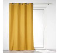 Douceur d'Intérieur, Rideau à Oeillets (140 x 260 cm) Obscure Jaune, 100% Occultant Uni en Microfibre