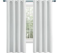 Douceur D'Intérieur, Rideau à Oeillets 60 x 100 cm 100% Bloquer Lumière, Anti-UV Rideau Velours Occultant Lot de 2 pour Salon et Chambre, Blanc