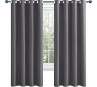 Douceur D'Intérieur, Rideau à Oeillets 75 x 170 cm Isolation Lumiere Anti Bruit UV Occultant Rideau Chambre Lot de 2 pour Cuisine Rideau Dressing, Gris Foncé