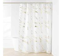 Douceur d'Intérieur Rideau de douche Aquamarbre 180 x 200 cm Polyester imprimé métallisé Blanc/Or
