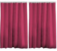 Douceur d'Intérieur, Rideau de Douche avec Crochets (180 x 200 cm) Essencia Framboise, Polyester Uni (Lot de 2)