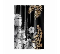 Douceur d'Intérieur, Rideau de Douche avec Crochets (180 x 200 cm) Kelly Noir, Polyester Imprimé