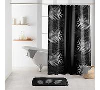 Douceur d'Intérieur, Rideau de Douche avec Crochets (180 x 200 cm) Orbella Noir/Argent, Polyester Imprimé