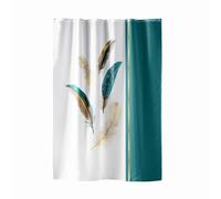 Douceur d'Intérieur, Rideau de Douche avec Crochets (180 x 200 cm) Plumiss Bleu, Polyester Imprimé Métallisé