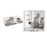 Douceur d'Intérieur Rideau de Douche avec Crochets 180 x 200 cm Polyester Imprime cocoty des. Place + Tapis de Bain 45 x 75 cm Microfibre Imprimee cocoty