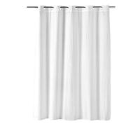 Douceur d'Intérieur, Rideau Douche avec Oeillets Clipsables (180 x 200 cm) Dotty Blanc, Microfibre Gaufrée Unie