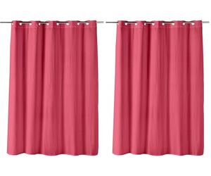 Douceur d'Intérieur, Rideau Douche avec Oeillets Clipsables (180 x 200 cm) Dotty Framboise, Microfibre Gaufrée Unie (Lot de 2)