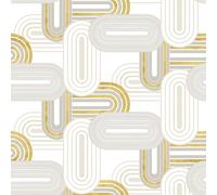 Douceur d'Intérieur Rouleau de Toile Cirée (RLX 1,40Mx20M) Geogold Blanc,PVC Imprimé Métallisé