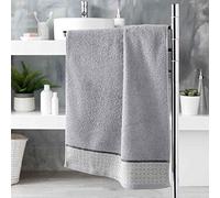 Douceur d'Intérieur, Serviette de Toilette (50 x 90 cm) Belina Gris, Eponge Jacquard