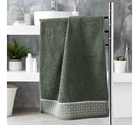 Douceur d'Intérieur, Serviette de Toilette (50 x 90 cm) Belina Kaki, Eponge Jacquard