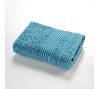 Douceur d'Intérieur, Serviette de Toilette (50 x 90 cm) Tendresse Bleu Paon, Eponge Unie 100% Coton