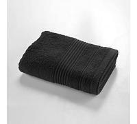 Douceur d'Intérieur, Serviette de Toilette (50 x 90 cm) Tendresse Noir, Eponge Unie 100% Coton