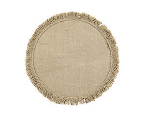 Douceur d'Intérieur, Set de Table (Ø 38 cm) Frangyss Marron, Jute Uni et Franges