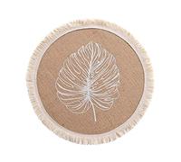 Douceur d'Intérieur, Set de Table (Diamètre 38 cm) Mogador Naturel, Jute Imprimé Finition Franges