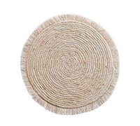 Douceur d'Intérieur, Set de Table (Ø 38 cm) Oslo Naturel, Paille de Jonc et Franges