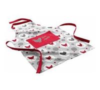 Douceur d'intérieur - Tablier 1 poche Plumette - Coton - Gris et rouge - Douceur d'intérieur Gris