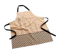 Douceur d'Intérieur, Tablier (60 x 84 cm) Cuisiline Beige, Coton Recylé Imprimé
