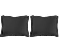 douceur d'intérieur, Taie d'oreiller (50 x 70 cm) Lina Noir, 100% Coton (Lot de 2)