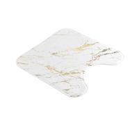Douceur d'Intérieur, Tapis Contour WC ou Lavabo (45 x 45 cm) Aquamarbre Blanc/Or, Microfibre Imprimée