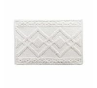 Douceur d'Intérieur, Tapis de Bain (50 x 80 cm) Gladis Blanc, Coton Jacquard Tufté