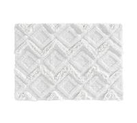 Douceur d'Intérieur, Tapis de Bain (50 x 80 cm) Ikatis Blanc/Blanc, Coton Jacquard Tufté