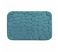 Douceur d'Intérieur, Tapis de Bain (50 x 80 cm) Ricochet Bleu/Emeraude, Microfibre Unie Relief