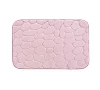 Douceur d'Intérieur, Tapis de Bain (50 x 80 cm) Ricochet Rose Poudre, Microfibre Unie Relief