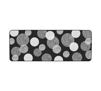 Tapis De Cuisine D'intérieur Rectangle Imprimé Cercle oxana - Noir Et Gris- 45 X 120 Cm
