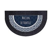 Tapis d'Entrée Demi-Lune Eltea 45x75cm Noir & Bleu Noir G