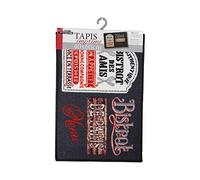 Douceur d'Intérieur – Tapis déco rectangle Bistrot des Amis 40 x 60 cm Imprimé Gris