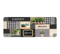 Douceur d'Intérieur, Tapis Rectangle (45 x 120 cm) Green Bistrot Gris, Mousse Imprimée