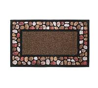 Douceur d'Intérieur, Tapis Rectangle (45 x 75 cm) Cailloux Marron, Relief Caoutchouc